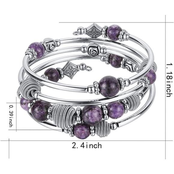 Chakra Turquoise Beaded Bangle - Picture 3 of 3